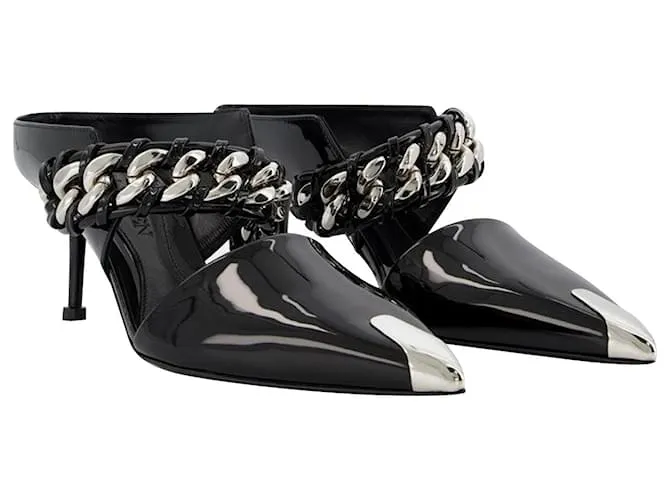 Alexander Mcqueen Sandalias en Cuero Negro/Plata 