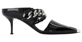 Alexander Mcqueen Sandalias en Cuero Negro/Plata 