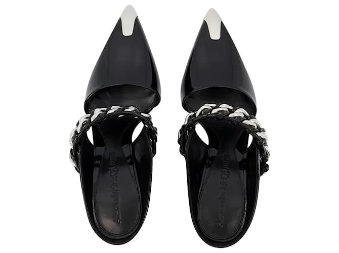 Alexander Mcqueen Sandalias en Cuero Negro/Plata 