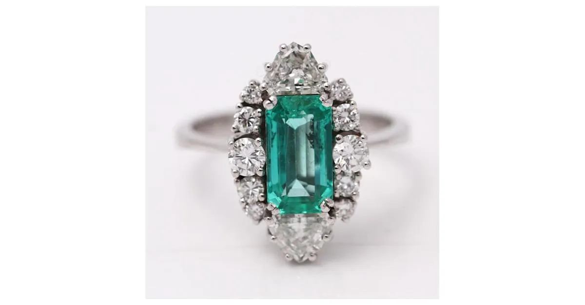 Autre Marque Anillo LYCEE de Esmeraldas y Diamantes. Plata Verde 