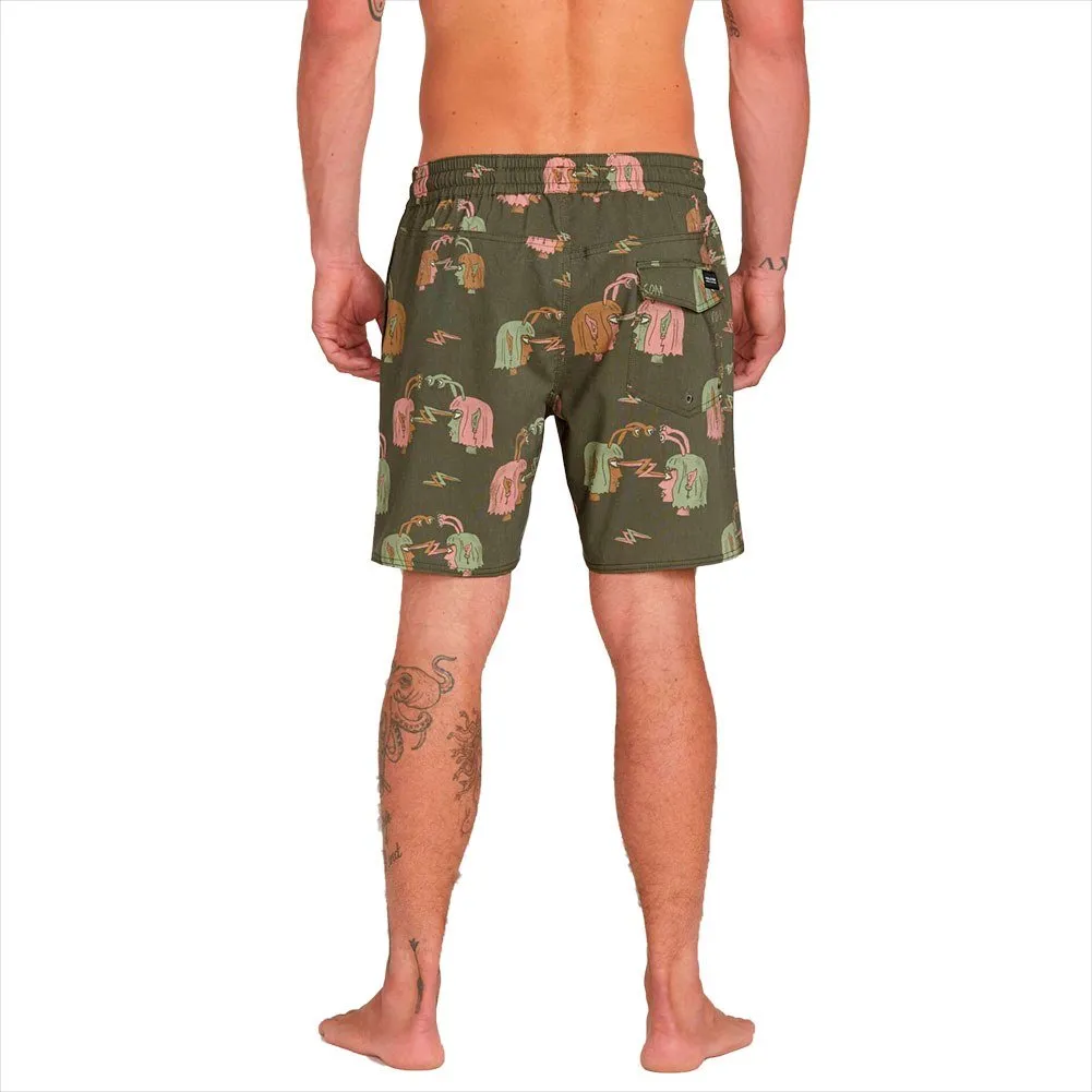 Bañador VOLCOM corto para Hombre con cintura elástica TRONCOS ALIENADOS – MOSSSTONE Ref. A2512003 Ozzy Wrong verde