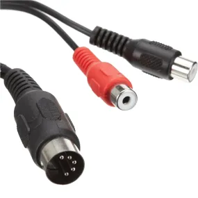 Cable De Audio DIN 5 Pines - 2x RCA Hembra 0.20 M Negro
