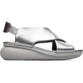 Camper Balloon, Sandalias de Punta Descubierta para Mujer, plata