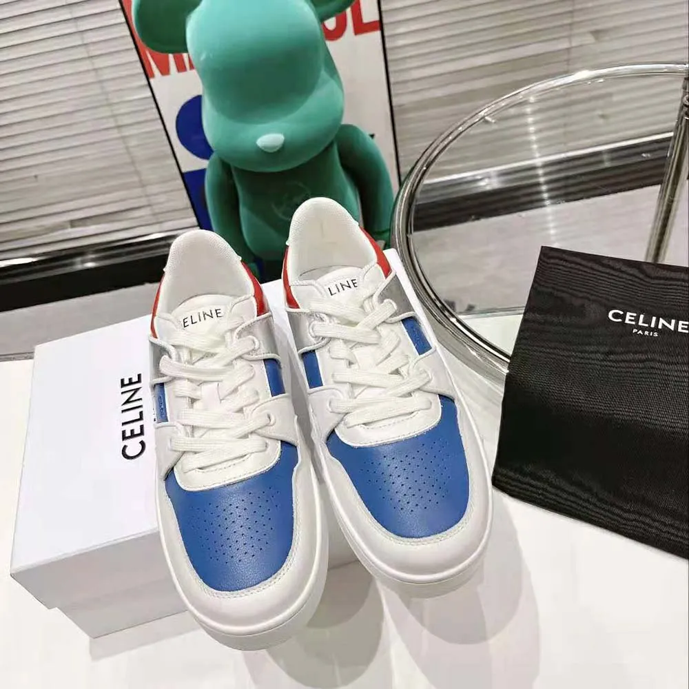 Celine Hombre CT-04 Celine Trainer Zapatilla baja con cordones en piel de becerro metalizada y piel de becerro