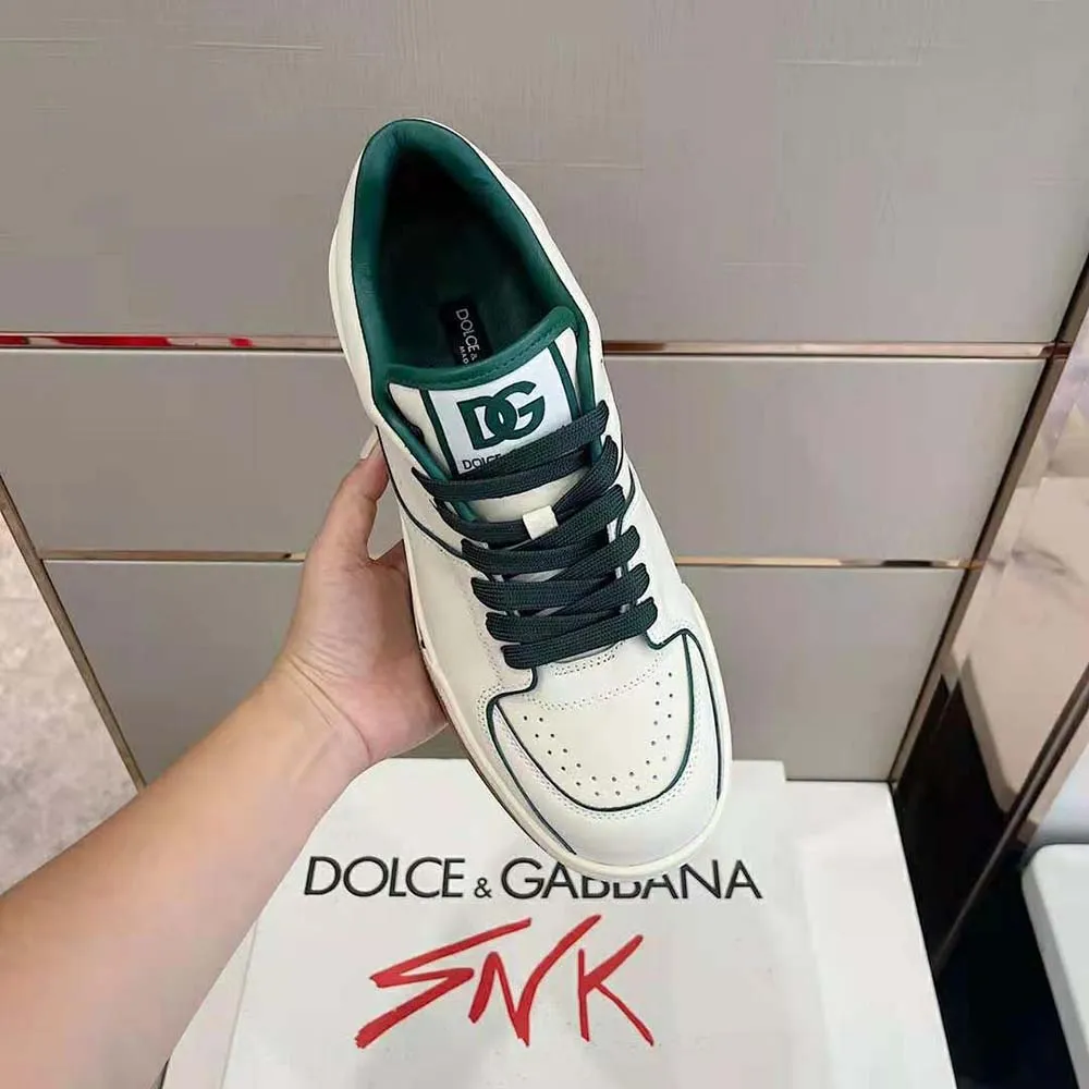 Dolce Gabbana D&G Zapatillas unisex New Roma de piel de becerro Napa-Verde