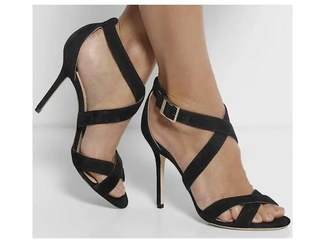 Jimmy Choo Sandalias LOTTIE en piel devuelta Talla 37 Negro 