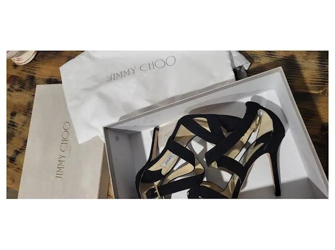 Jimmy Choo Sandalias LOTTIE en piel devuelta Talla 37 Negro 