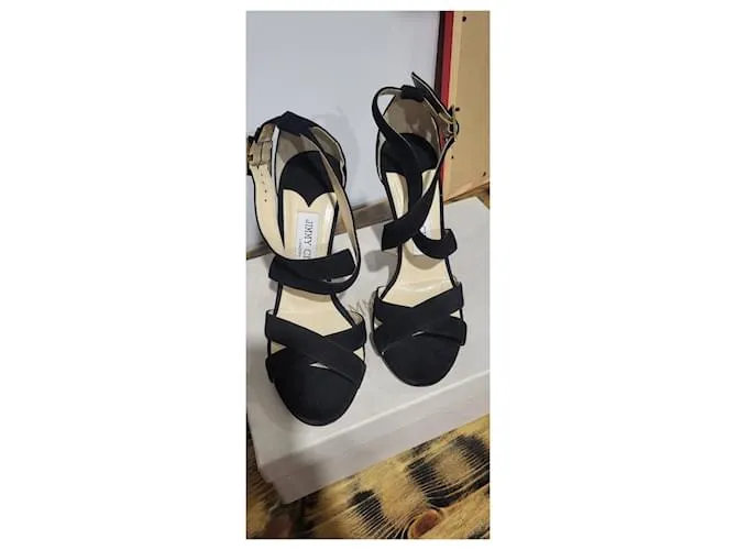 Jimmy Choo Sandalias LOTTIE en piel devuelta Talla 37 Negro 