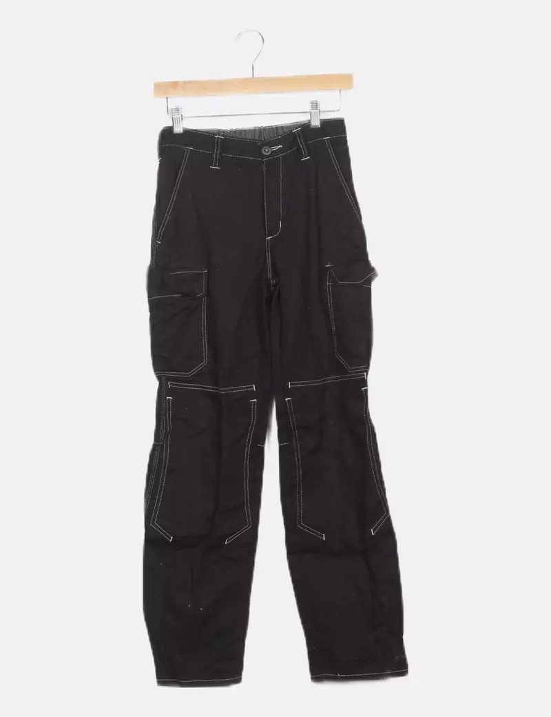 Kobler Pantalón negro denim cargo