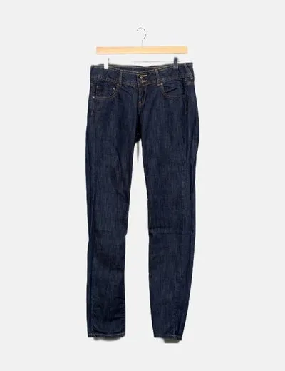 Mango Pantalón denim azul básico