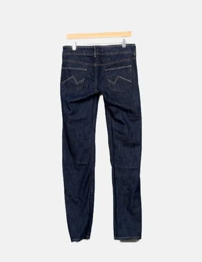 Mango Pantalón denim azul básico