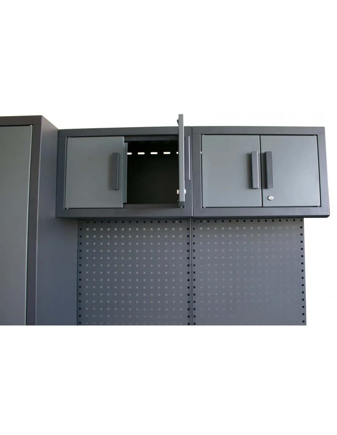 Mesa De Trabajo Con Armarios Y Paneles Para Guardar Herramientas, Mobiliario De Taller