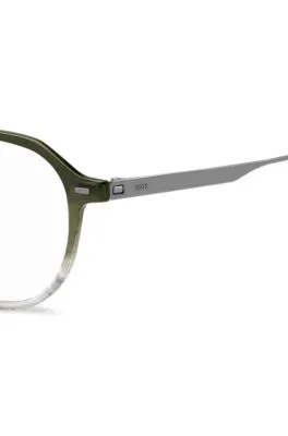 Montura para gafas graduadas en verde degradado con patillas de acero