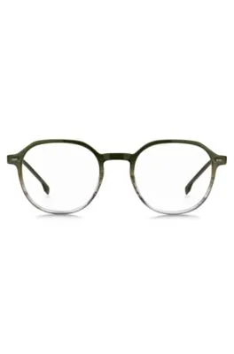 Montura para gafas graduadas en verde degradado con patillas de acero