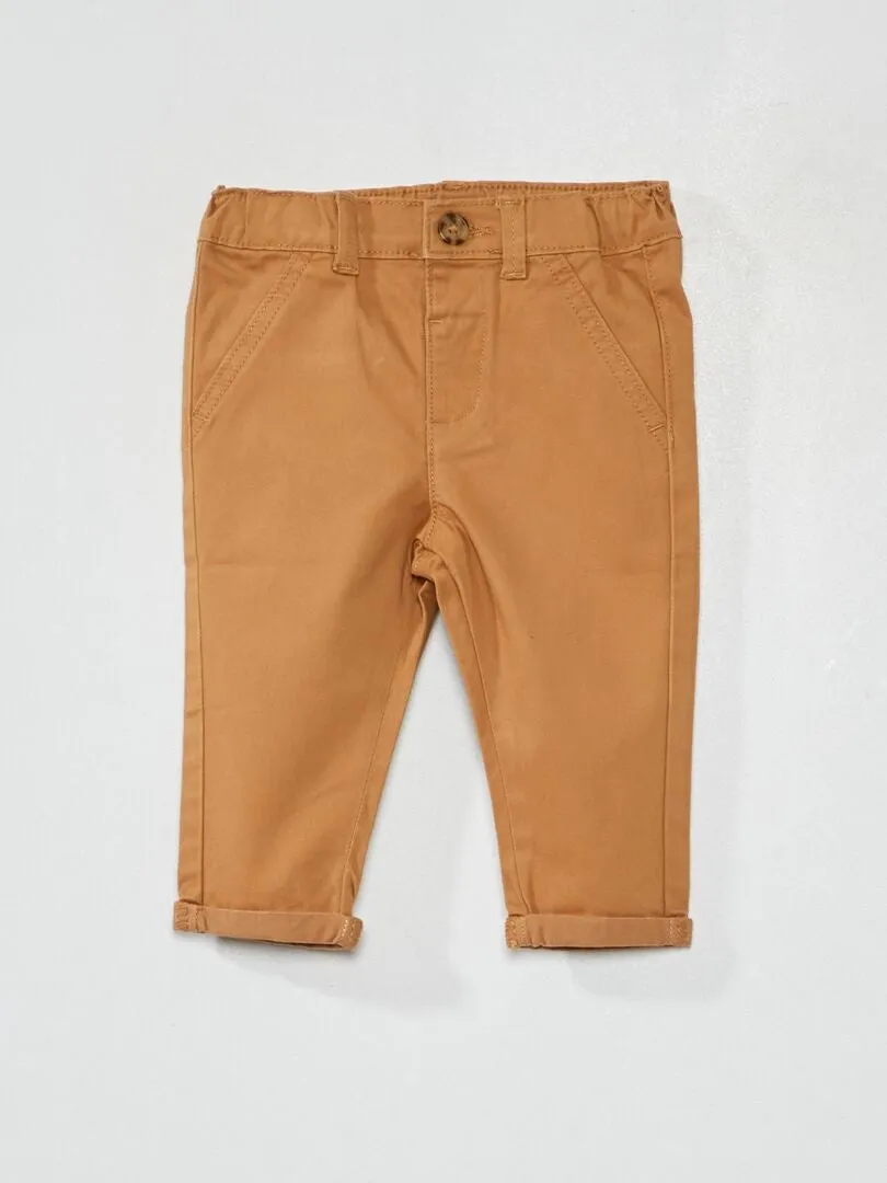 Pantalón chino liso - BEIGE