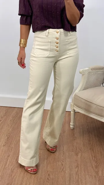 Pantalón Denim Alba Beige