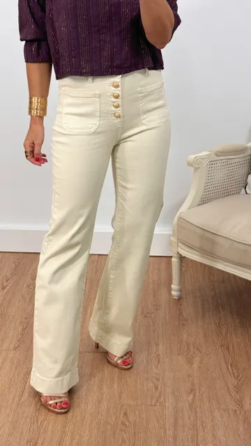 Pantalón Denim Alba Beige