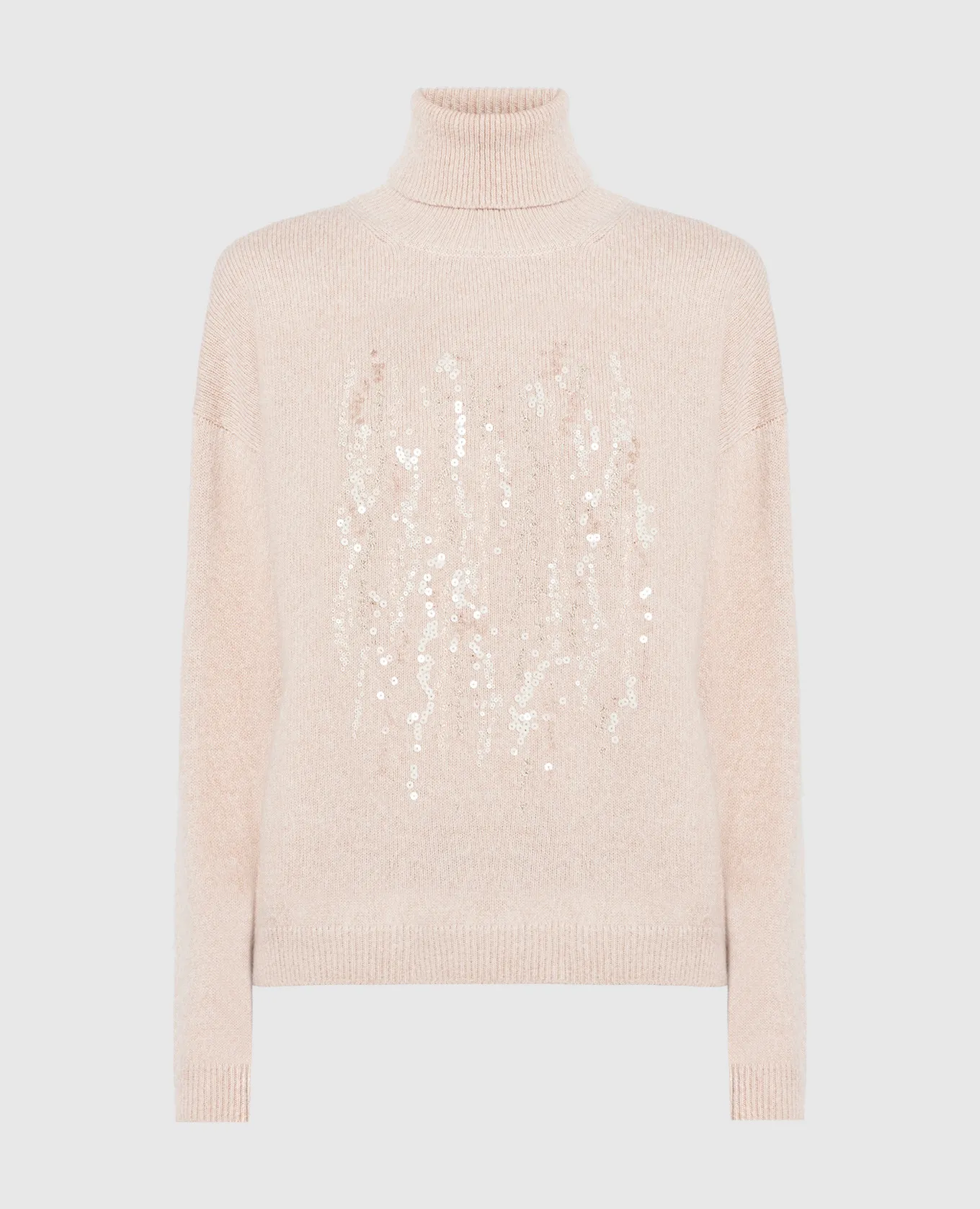Peserico Beige wool, cashmere and silk sweater with embroidery