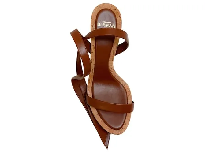 Sandalias Clarita de cuero espresso de Alexandre Birman Castaño 