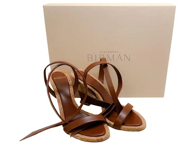 Sandalias Clarita de cuero espresso de Alexandre Birman Castaño 