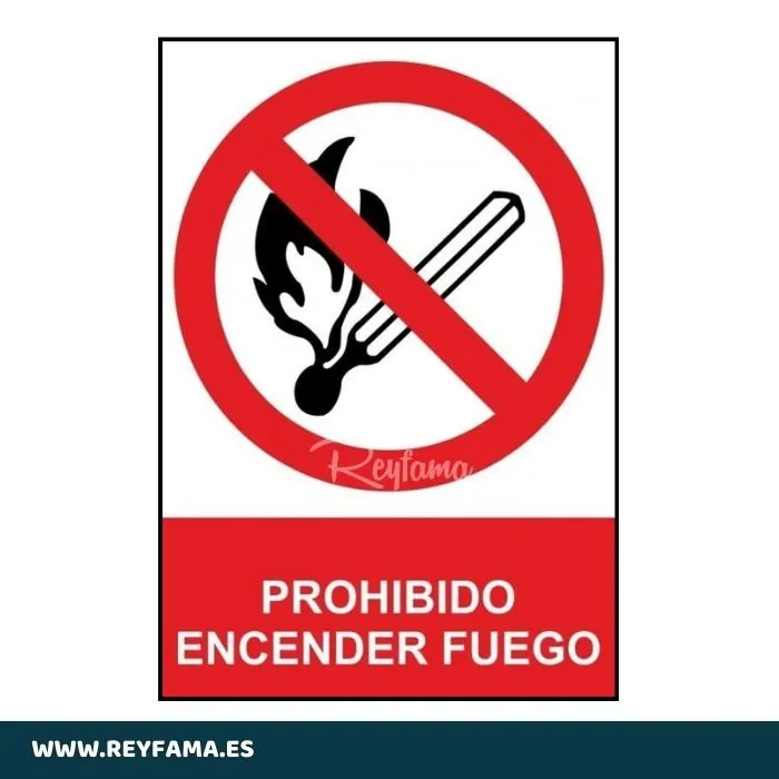 Señal PVC Prohibido Encender Fuego 210x300mm