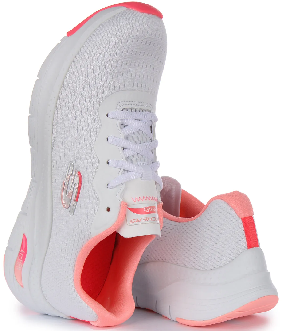 Skechers Arch FitInfinity Cool Zapatillas con cordones de malla vegana para mujer en negro rosa